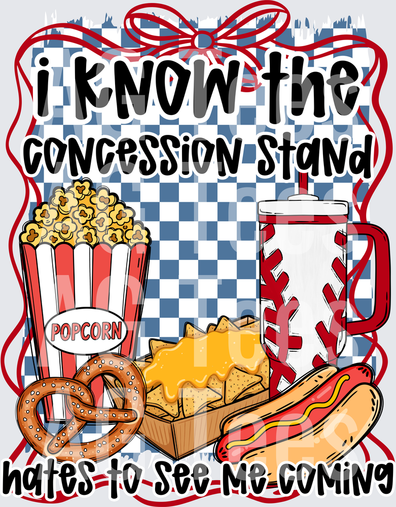 Concession stand red bow frame