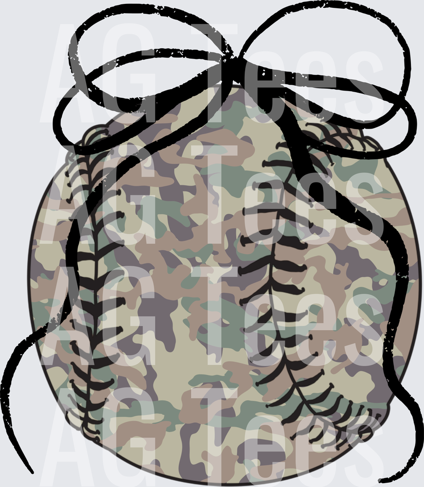 Camo baseball skinny black bow