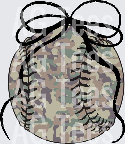 Camo baseball skinny black bow