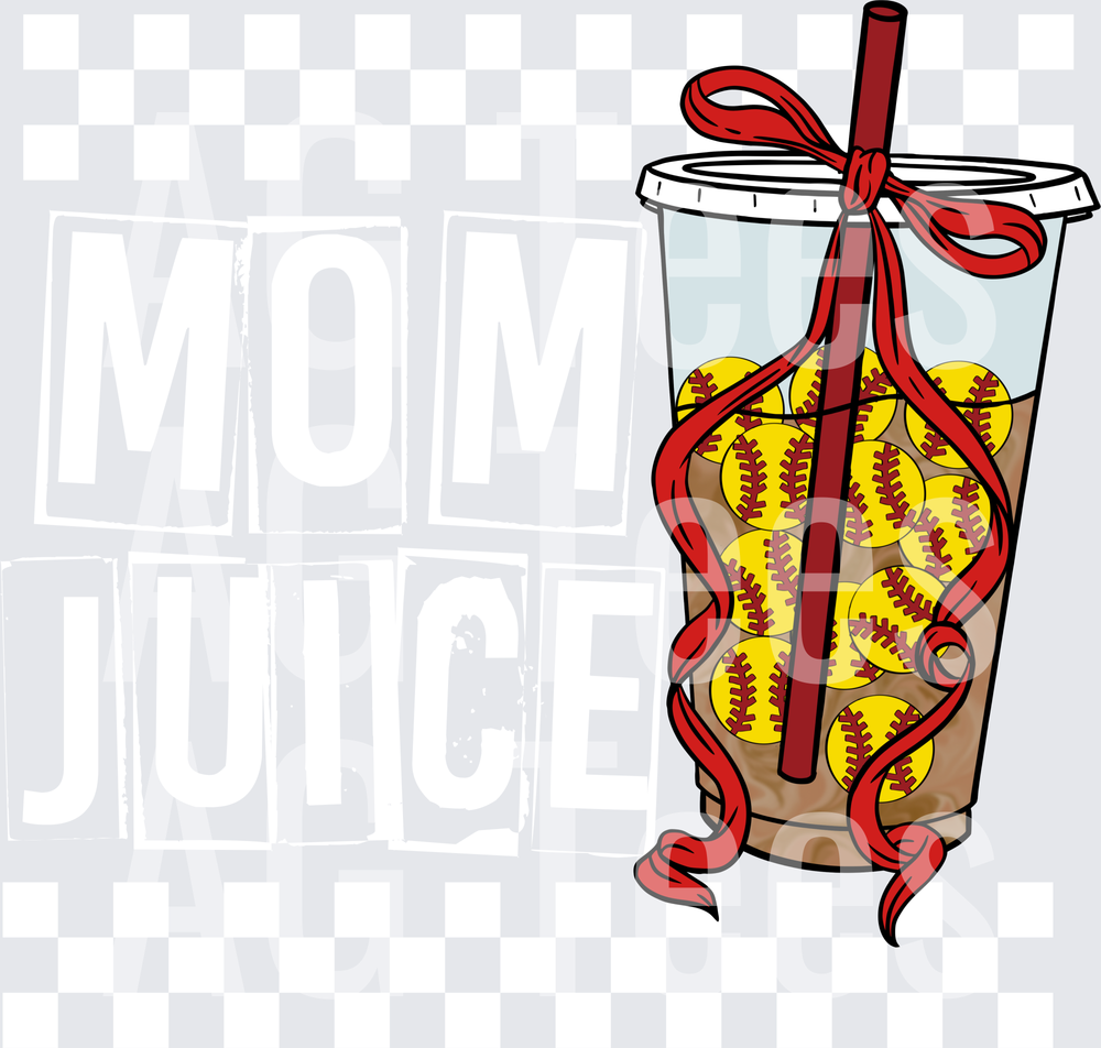 Mom juice white checkered softball