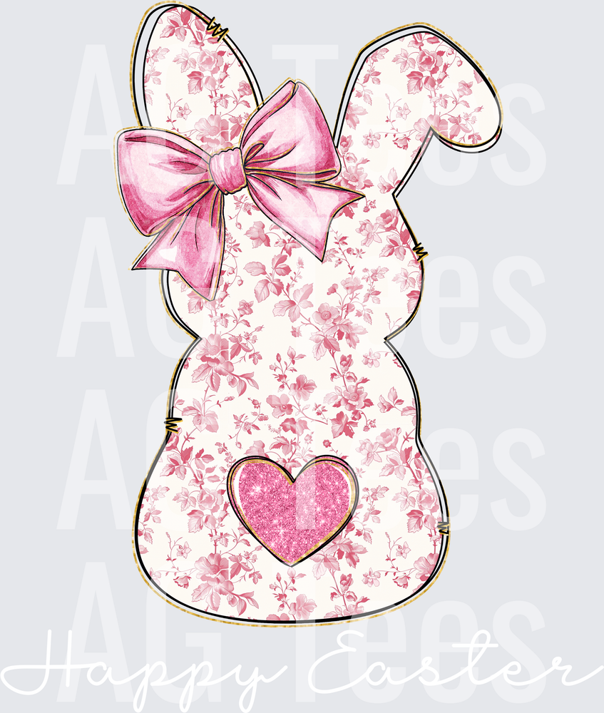 _Floral Pink Easter Bunny White