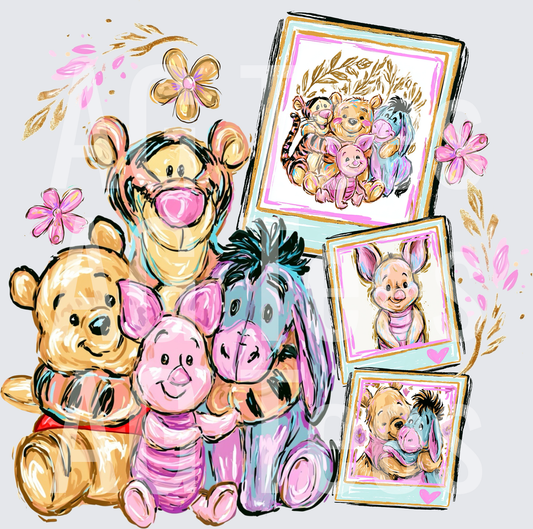 Pooh Friends Floral Polaroid Frames