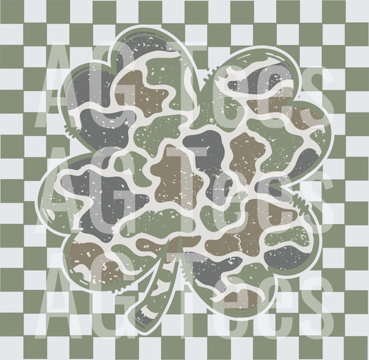 Camo clover checkered background