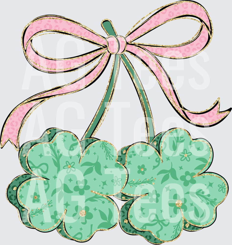 Clover cherries gold glitter