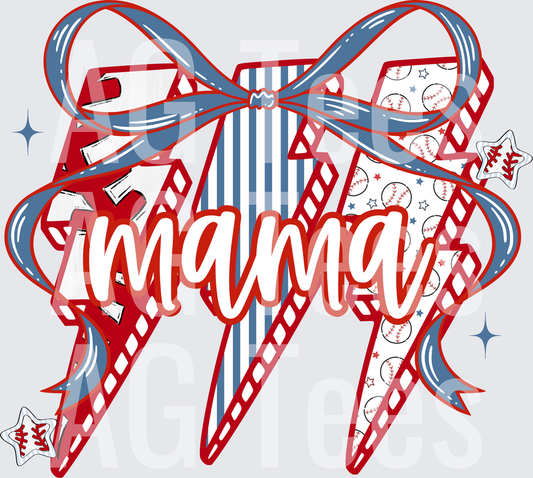Baseball lightning bolt mama