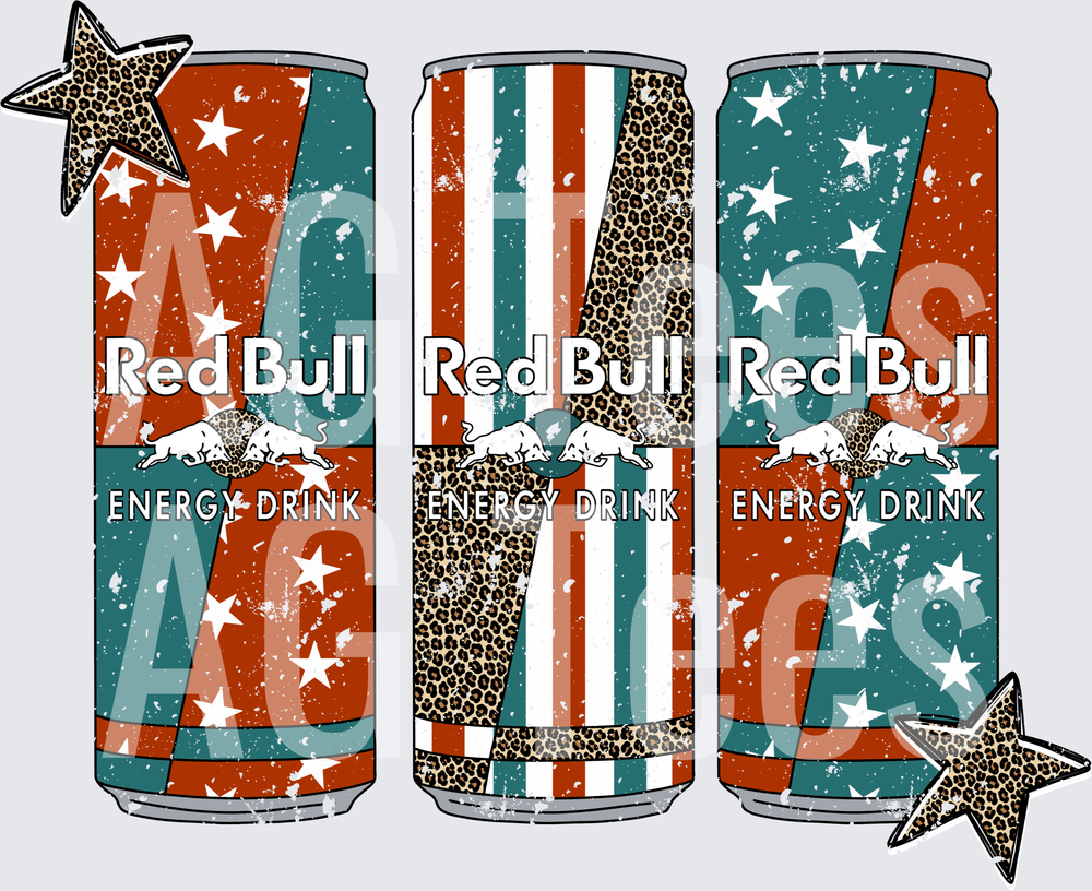 Patriotic Red Bull cans