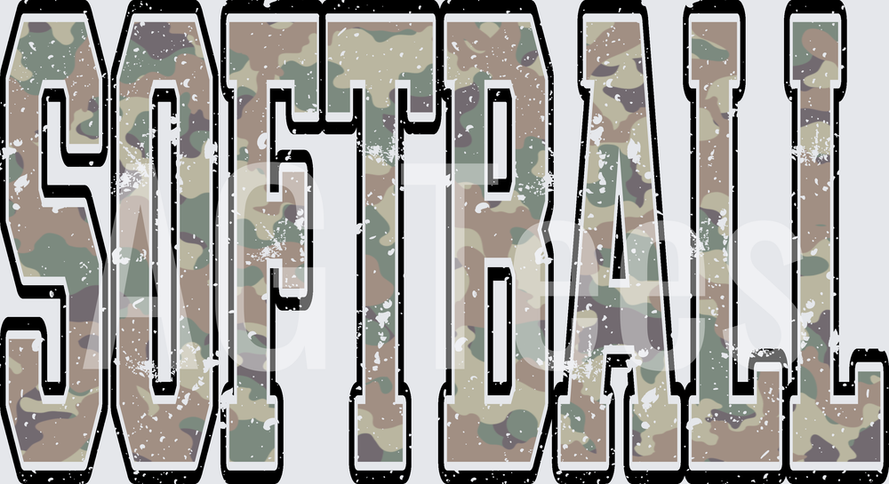Vintage camo softball distressed