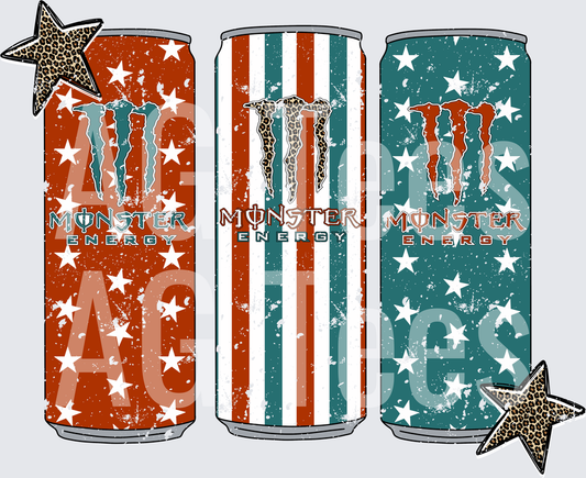 Patriotic monster cans