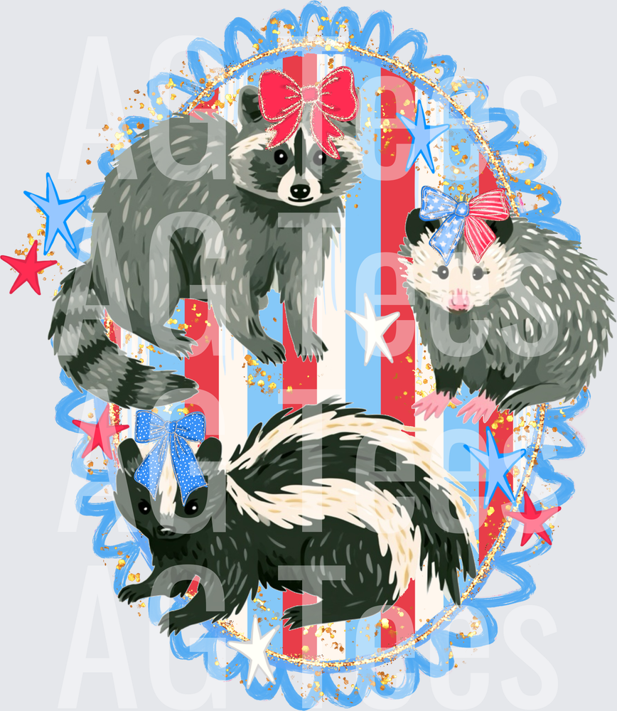 Trash Trio With Bow Stripe Frame