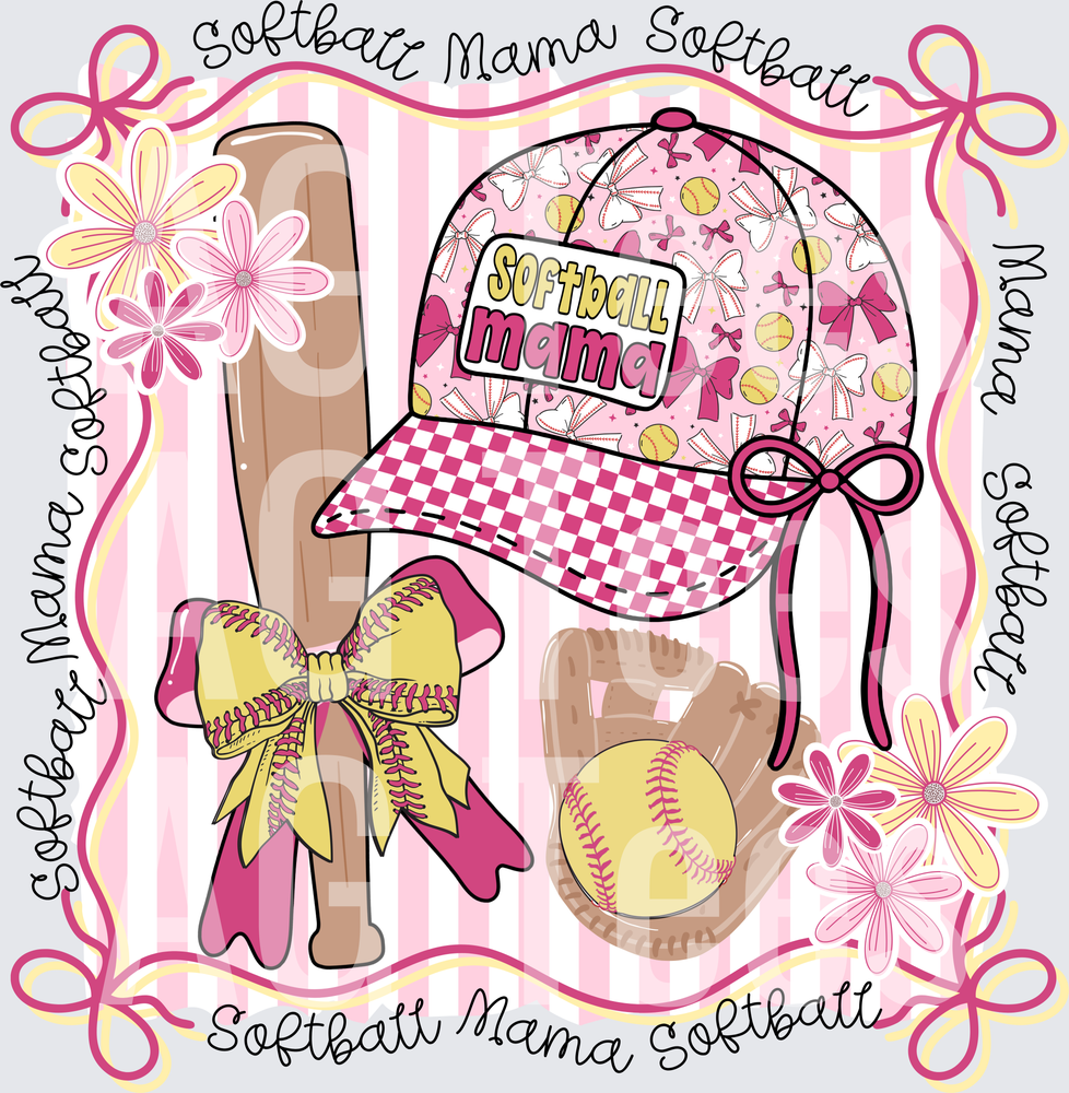 Softball mama hat collage