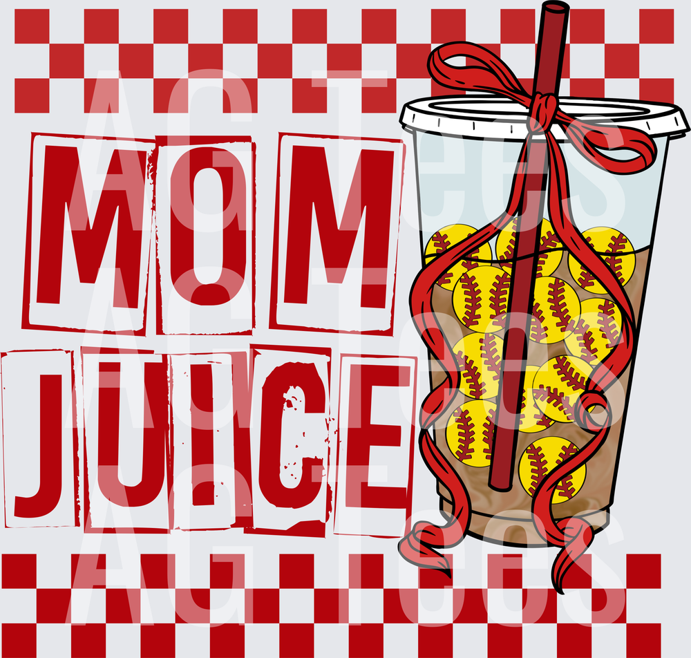 Mom juice red checkered softball