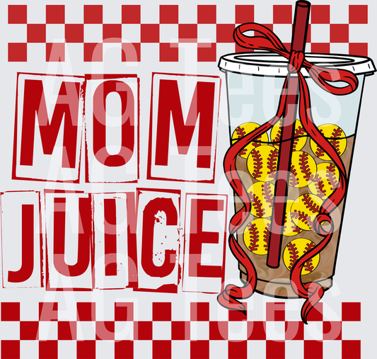 Mom juice red checkered softball
