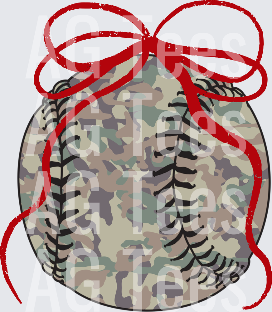 Camo baseball red skinny bow