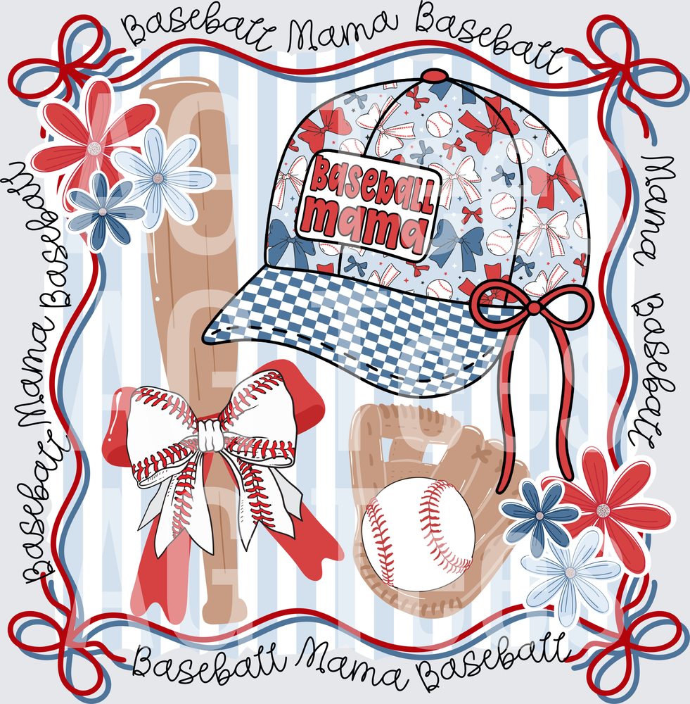 Baseball mama hat collage with words