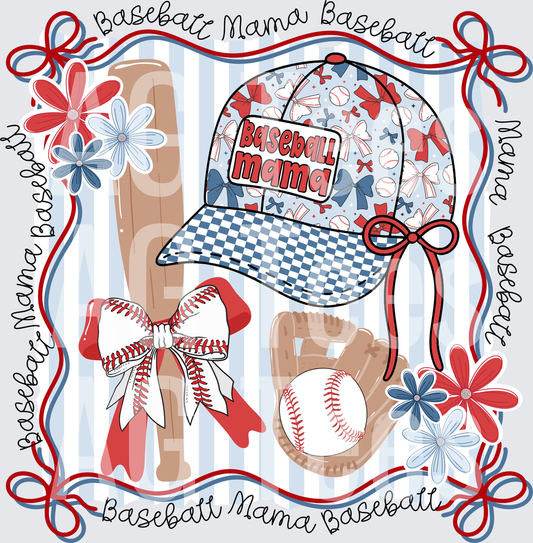 Baseball mama hat collage with words