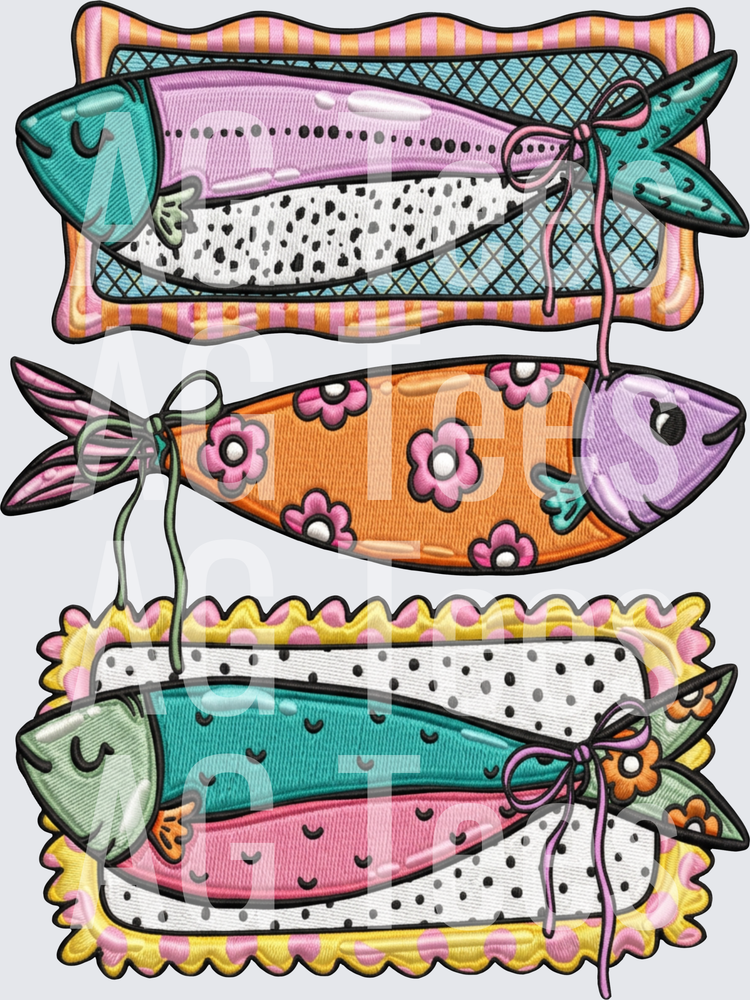 Three fish embroidered