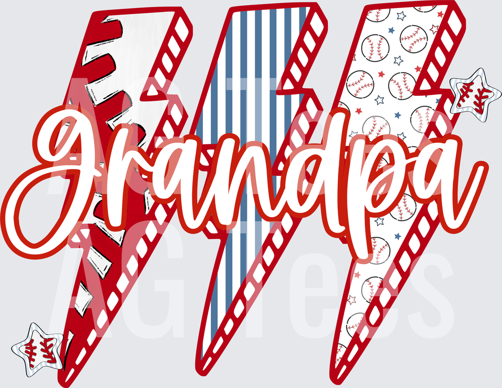 Baseball lightning bolt grandpa