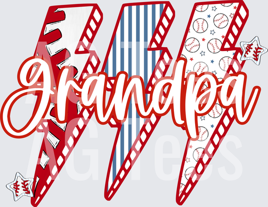 Baseball lightning bolt grandpa