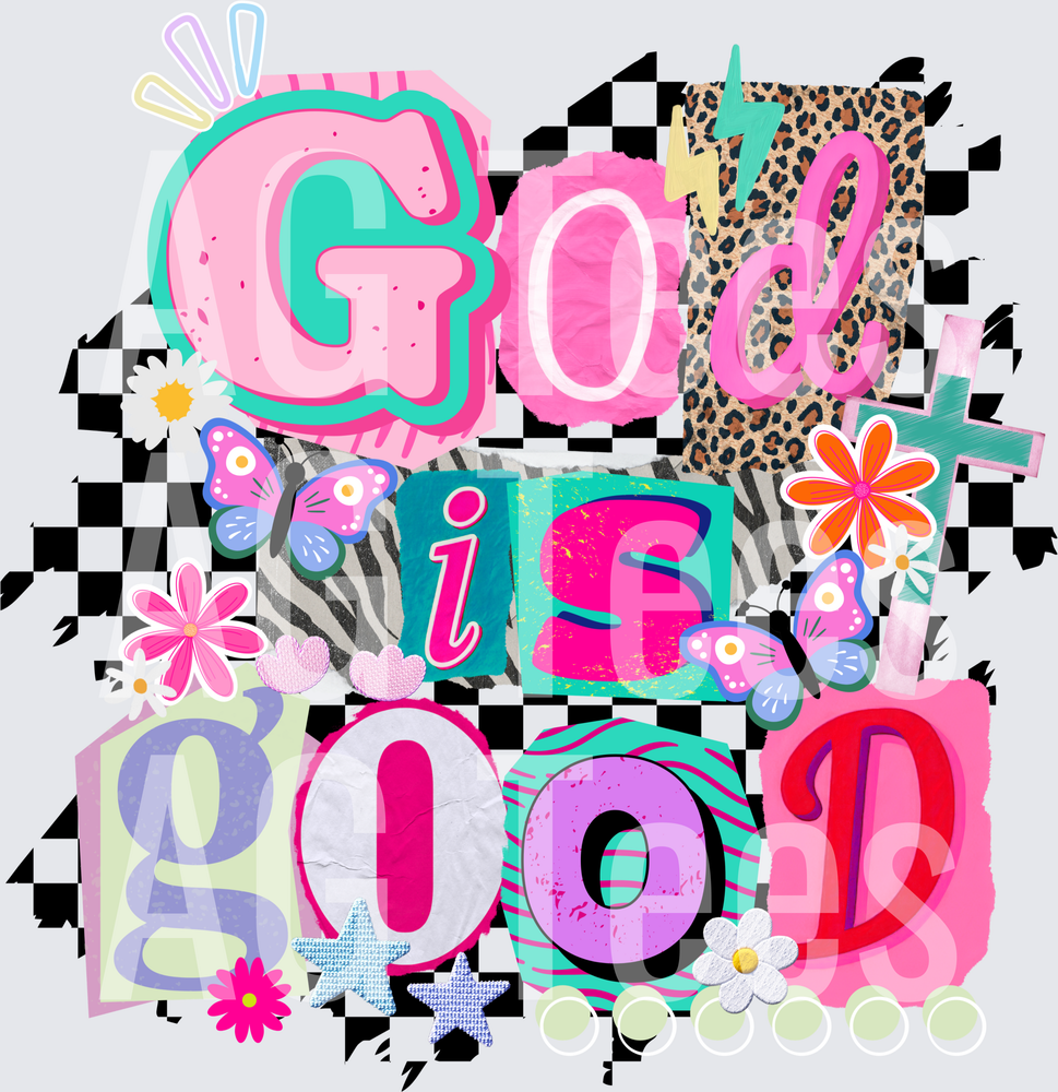 God is good checkered background