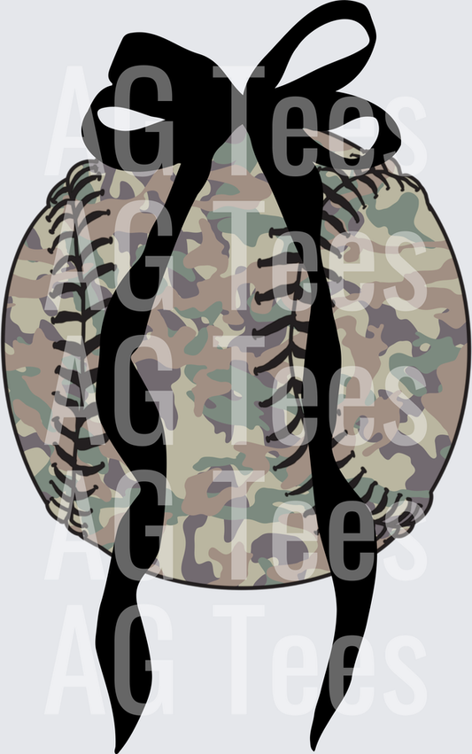 Camo baseball big black bow