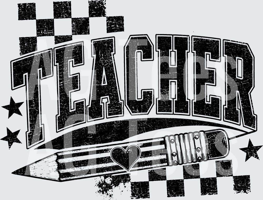 TEACHER PENCIL DISTRESSED