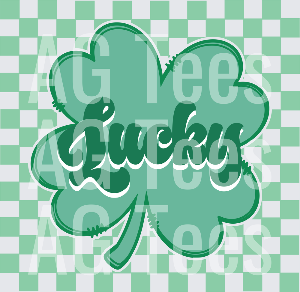 Green lucky clover checkered background