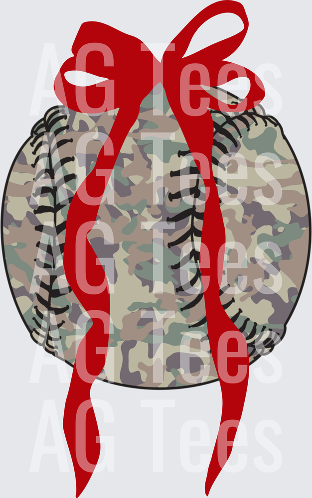Camo baseball big red bow
