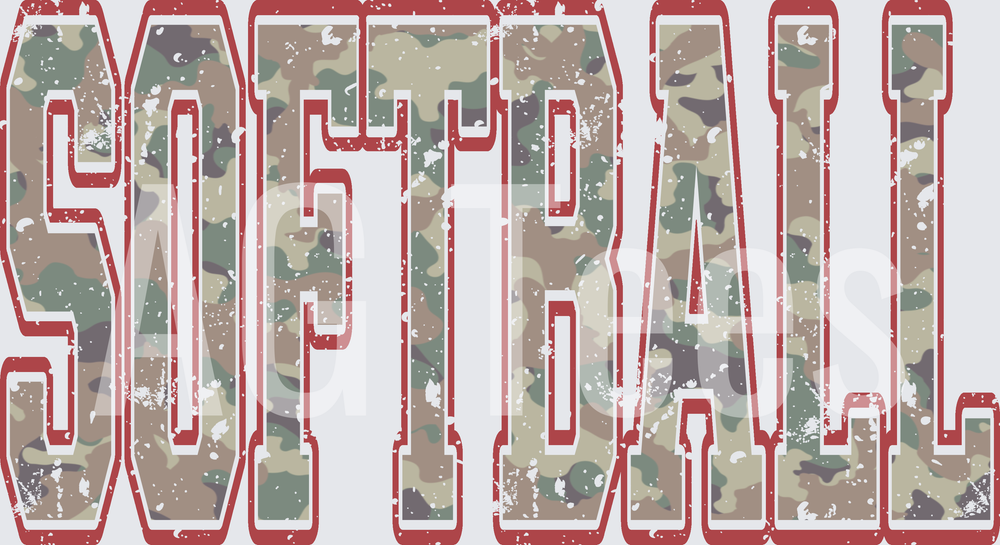 Vintage distressed camo softball