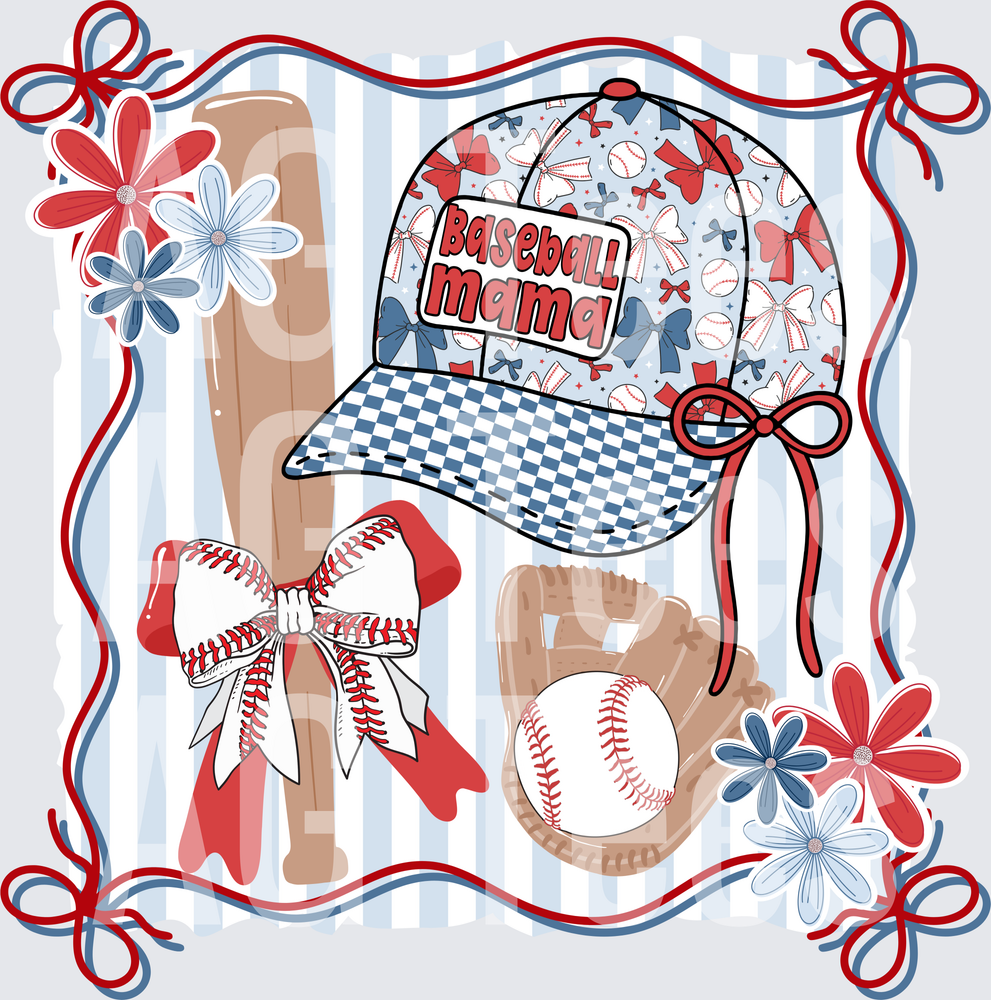 Baseball mama hat collage