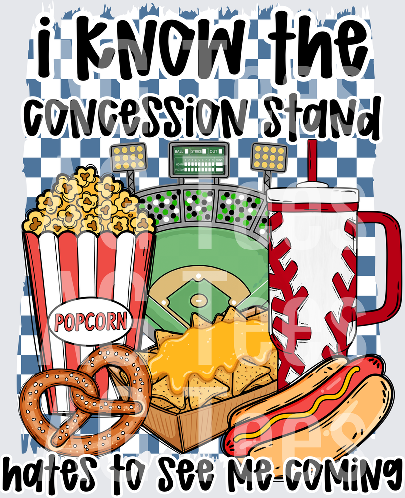 Concession stand blue checkered background